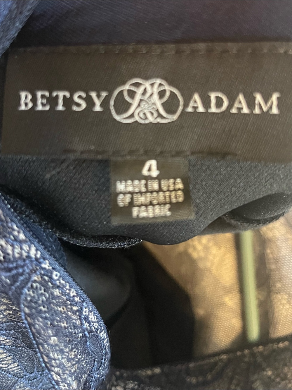 Betsy & Adam Navy Blue Lace Illusion Gown Formal Dress Mother of Bride Groom 4 - Picture 3 of 11